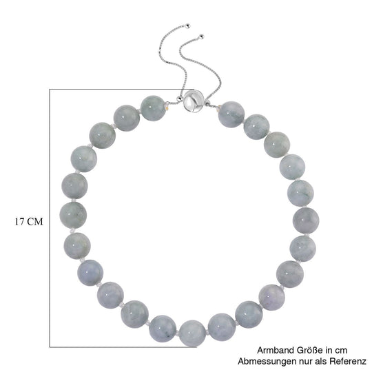 EXTREM SELTEN Natürliche Weiße Jadeite Jade (15-17mm) Halskette, flexibel (ca. 45 cm - 56 cm), 925 Silber rhodiniert ca. 875.00 ct