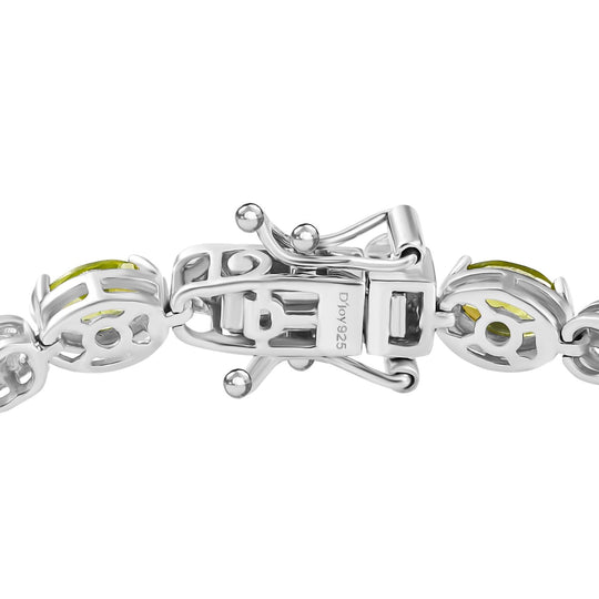 D'joy Natürlicher Peridot, Natürlicher Rhodolith Granat Armband ca. 20 cm 925 Silber Rhodiniert und 750 Gelbgold Vermeil ca. 8.62 ct