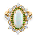 D'Joy AA Natürlicher, äthiopischer Welo Opal, Moissanit und Natürlicher Chromdiopsid Ring 925 Silber 750 Gelbgold Vermeil (Größe 17.00) ca. 3.29 ct