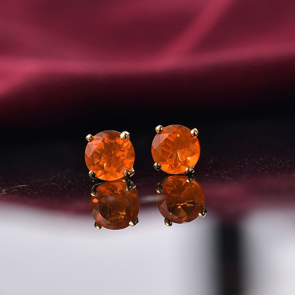 D'Joy AA Salamanca Feueropal Ohrringe 925 Silber 750 Gelbgold Vermeil ca. 0.72 ct