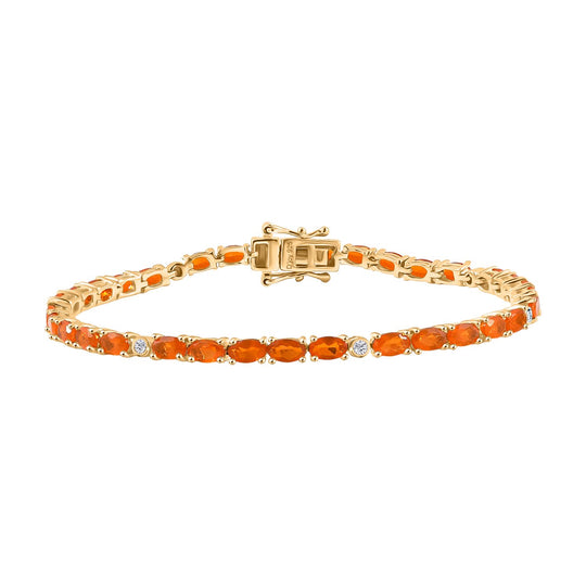 D'Joy AA Salamanca Feueropal, Moissanit Armband ca. 19 cm 925 Silber 750 Gelbgold Vermeil ca. 5.28 ct
