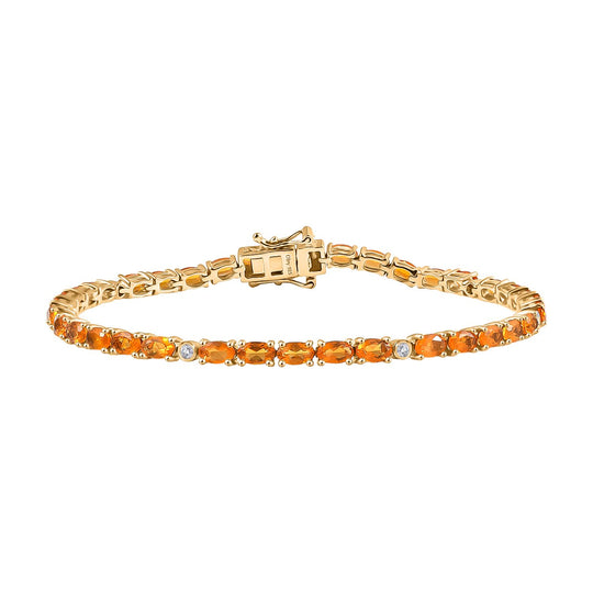 D'Joy AA Salamanca Feueropal, Moissanit Armband ca. 19 cm 925 Silber 750 Gelbgold Vermeil ca. 5.28 ct