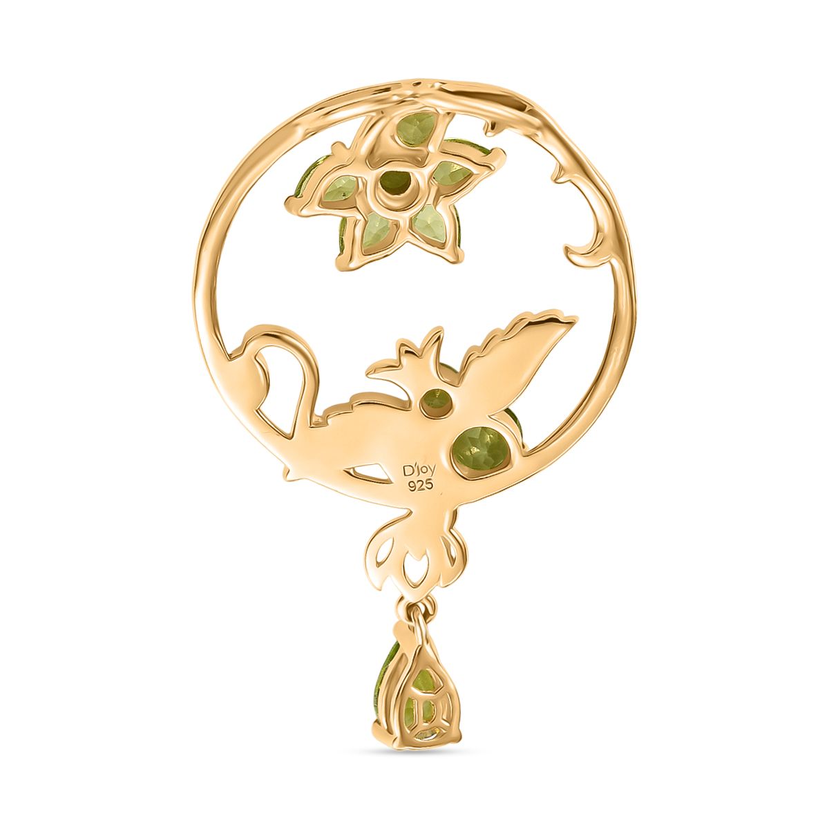 Djoy Natürlicher Peridot Anhänger 925 Silber platiniert und vergoldet ca. 1.95 ct