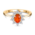 D'Joy AAA Blaze Feueropal, Weißer Zirkon Ring 925 Silber 750 Gelb Vergoldet (Größe 17.00) ca. 0,83 ct