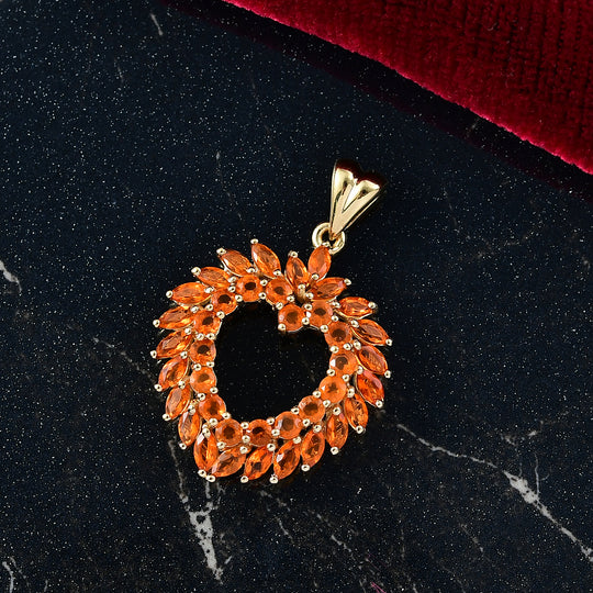 D'Joy AA Salamanca Feueropal Anhänger 925 Silber 750 Gelbgold Vermeil ca. 2,08 ct.