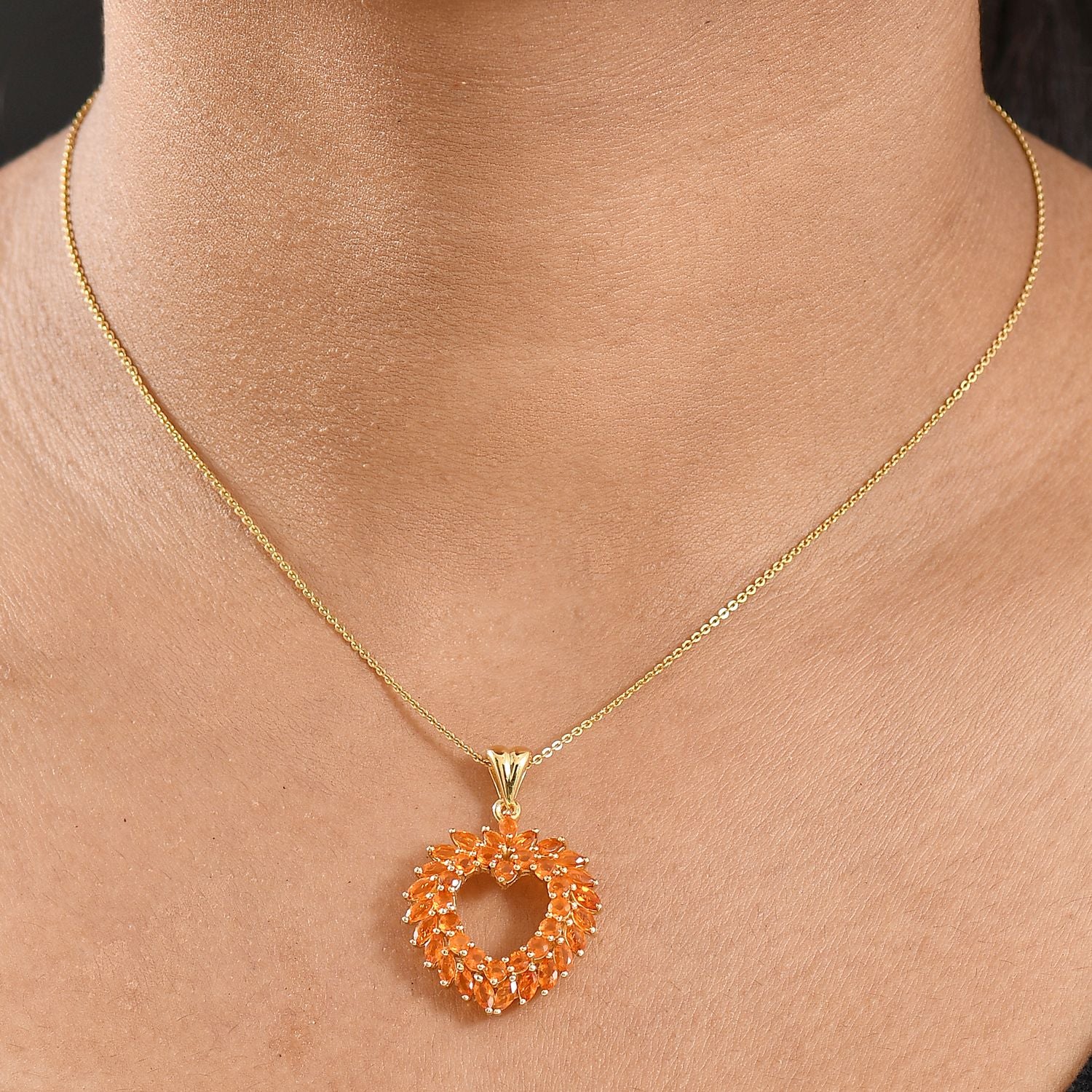 D'Joy AA Salamanca Feueropal Anhänger 925 Silber 750 Gelbgold Vermeil ca. 2,08 ct.