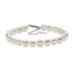 Weiße Süßwasser Perle Armband ca. 19 cm + 5cm Extender, 925 Silber rhodiniert
