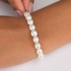 Weiße Süßwasser Perle Armband ca. 19 cm + 5cm Extender, 925 Silber rhodiniert