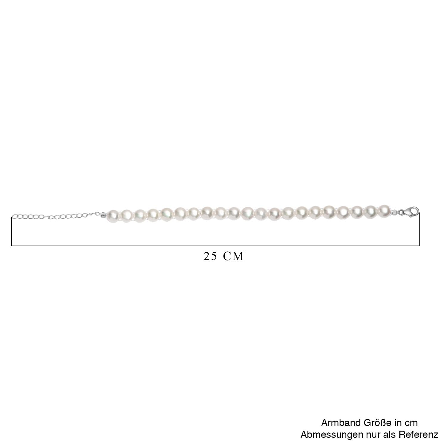Weiße Süßwasser Perle Armband ca. 19 cm + 5cm Extender, 925 Silber rhodiniert