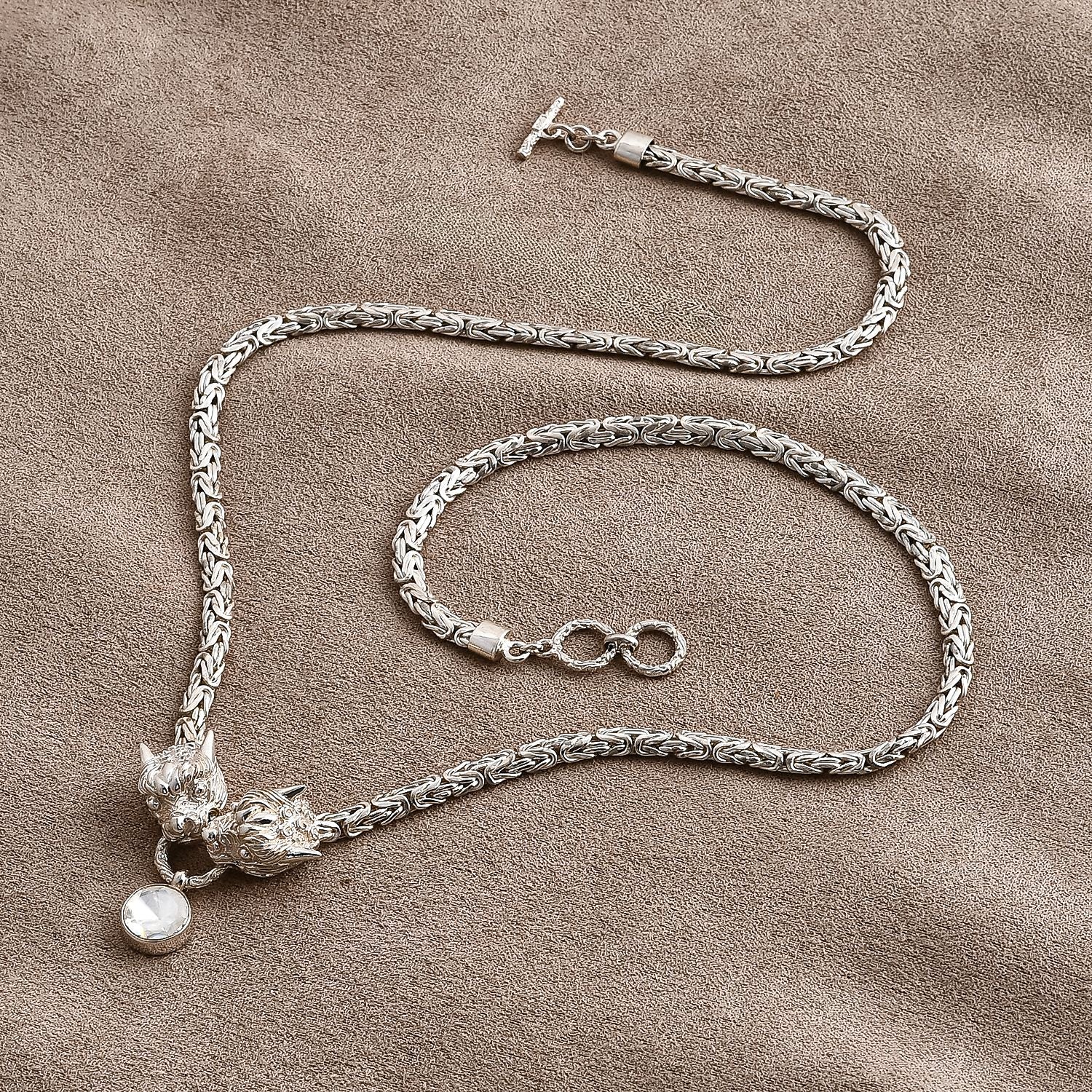 Royal Bali - Moissanit Halskette ca. 56 cm 925 Silber ca. 0,89 ct.