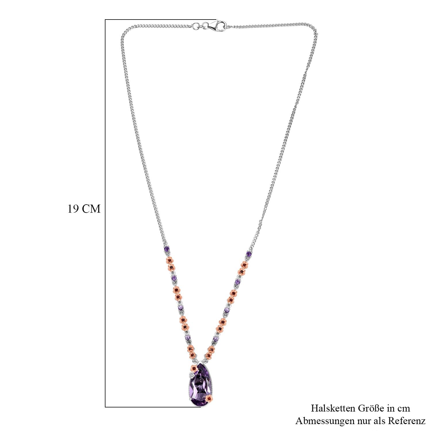 D'Joy AAA Rose De France Amethyst Halskette ca. 45 cm 925 Silber ca. 8.96 ct