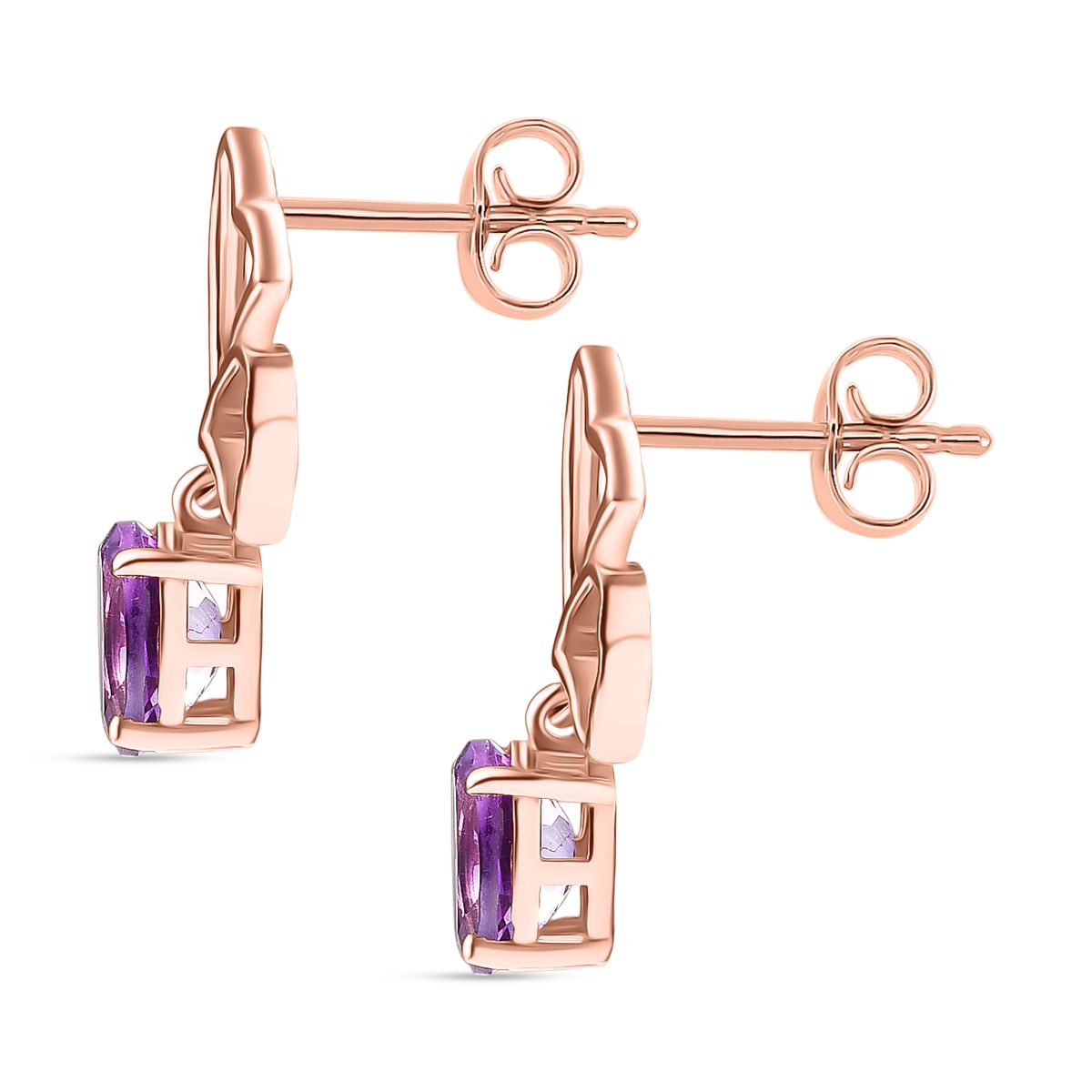 D'Joy AAA Rose De France Amethyst Ohrringe 925 Silber 750 rosévergoldet ca. 1.36 ct