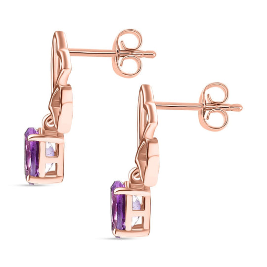D'Joy AAA Rose De France Amethyst Ohrringe 925 Silber 750 rosévergoldet ca. 1.36 ct