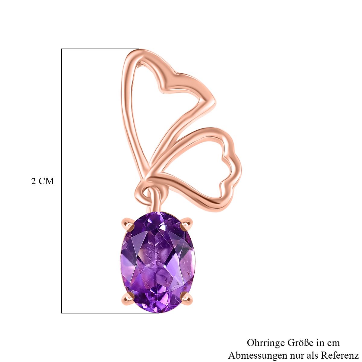 D'Joy AAA Rose De France Amethyst Ohrringe 925 Silber 750 rosévergoldet ca. 1.36 ct