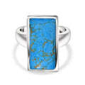 Blaues Türkis Ring Edelstahl (Größe 17.00) ca. 9,16 ct
