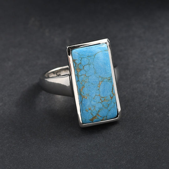 Blaues Türkis Ring 316L Edelstahl ca. 9.16 ct