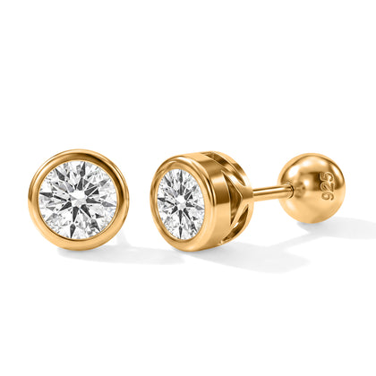 LUXURIANT SGL zertifizierte VS-EF Labor Diamant Ohrringe mit pieksfreiem Kugelverschluss, 925 Silber rhodiniert - 1 ct.