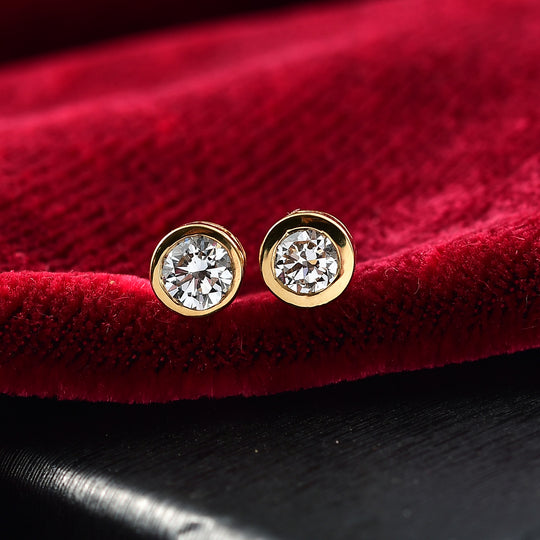 LUXURIANT SGL zertifizierte VS-EF Labor Diamant Ohrringe, 925 Silber 750 Roségold Vermeil - 0,50 ct.