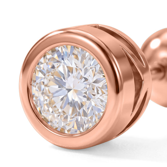 LUXURIANT piekfreie 0,50 ct. Labor Diamant Ohrstecker mit sicherem Schraubverschluss, SGL zertifiziert, VS-EF, 925 Silber mit 750 Roségold Vermeil