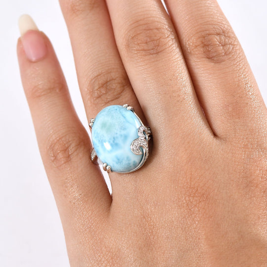 D'Joy Larimar, Weißer Zirkon Ring 925 Silber rhodiniert (Größe 19.00) ca. 18,43 ct