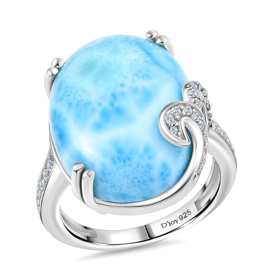 D'Joy Larimar, Weißer Zirkon Ring 925 Silber rhodiniert (Größe 19.00) ca. 18,43 ct