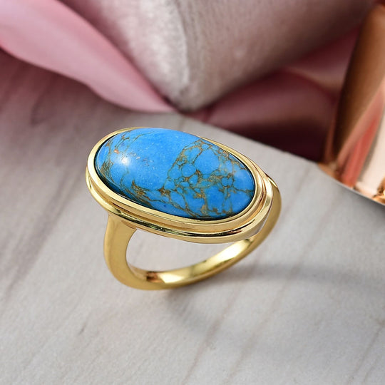 Blaues Türkis Ring Nickelfreies Messing (Größe 18.00) ca. 8,49 ct