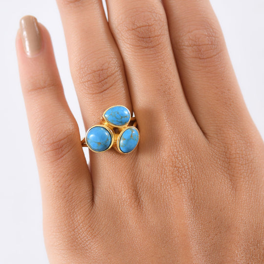 Blaues Türkis Ring Nickelfreies Messing ca. 4,01 ct