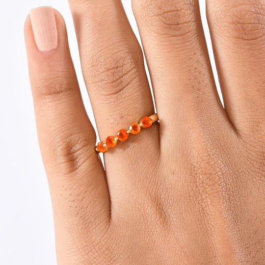 D'Joy AA Salamanca Feueropal Ring 925 Silber 750 Gelb Vergoldet ca. 0,41 ct