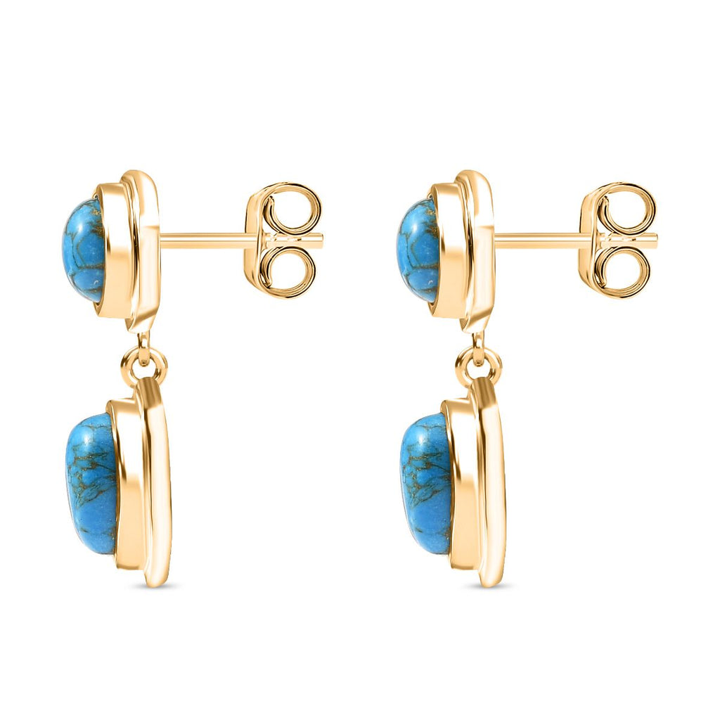Blaues Türkis Ohrringe Nickelfreies Messing ca. 3.59 ct