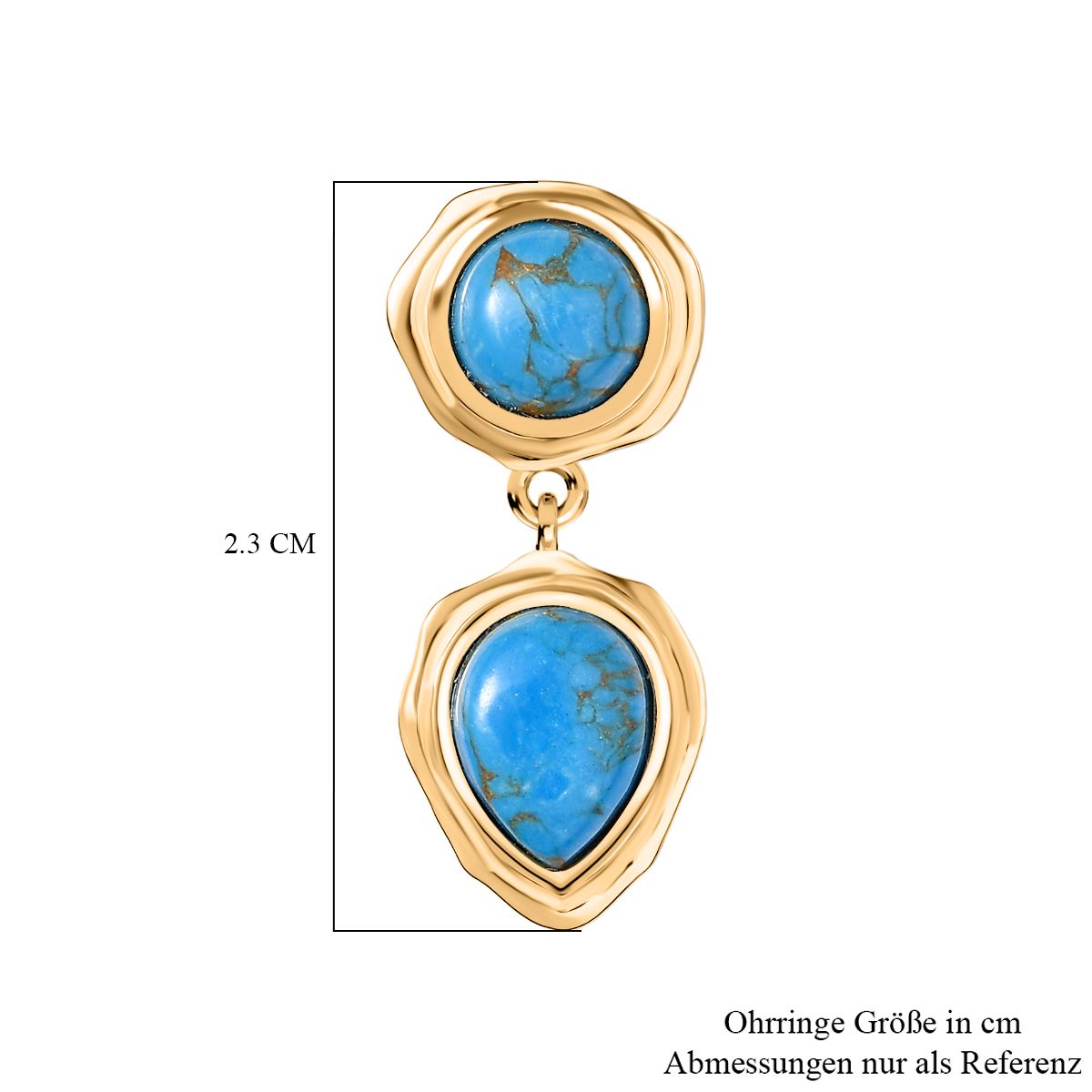 Blaues Türkis Ohrringe Nickelfreies Messing ca. 3.59 ct