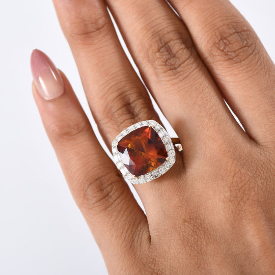 LUXURIANT   6,59 ct. AAA Madeira Citrin und Labor Diamant Ring in 417 Gold