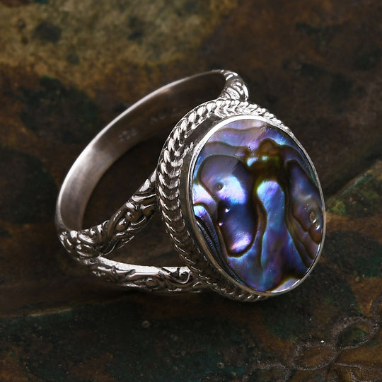 Royal Bali - D Joy Abalone Muschel Ring 925 Silber (Größe 16.00) ca.