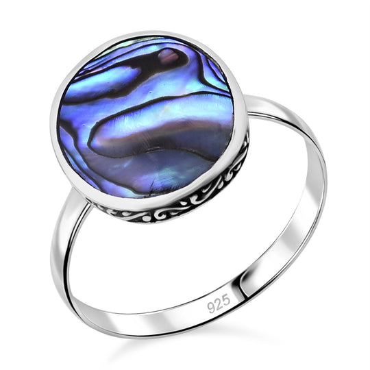 Royal Bali - Abalone Muschel Ring 925 Silber (Größe 18.00) ca.