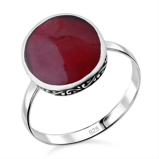 Royal Bali - Koralle Ring 925 Silber (Größe 21.00)