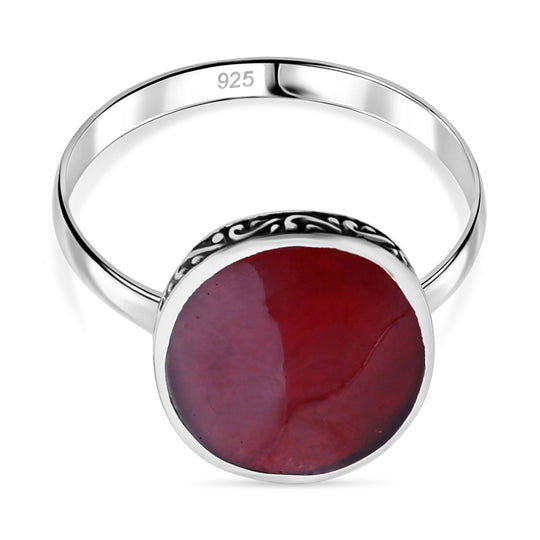 Royal Bali - Koralle Ring 925 Silber (Größe 21.00)