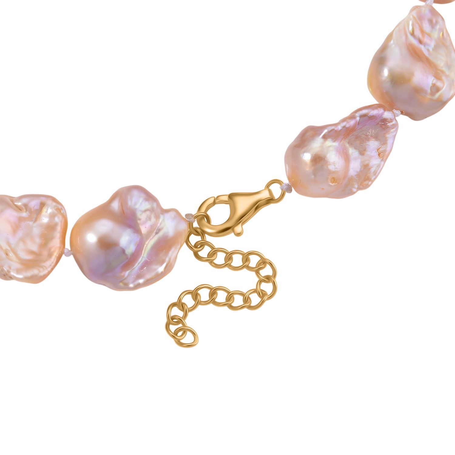 Exklusives Angebot- AAAA Mehrfarbige Süßwasser Barockperle Collier, ca. 45 cm 925 Silber vergoldet (Perlenröße ca. 16-19 mm x 24-30 mm) 520.00 ct
