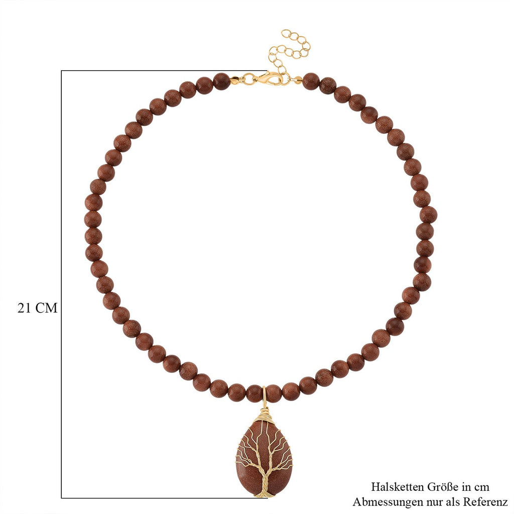 Gold Sandstein Halskette ca. 45 cm+ 5 cm extender, gelb vergoldet ca. 230.00 ct