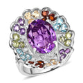 D'Joy AAA Rose De France Amethyst, Mehrfarbiger Edelstein Ring, 925 Silber rhodiniert (Größe 17.00) ca. 8.06 ct