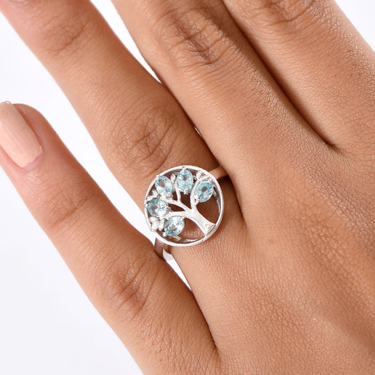 D'Joy AA Blauer Zirkon Ring 925 Silber rhodiniert (Größe 21.00) ca. 1,29 ct