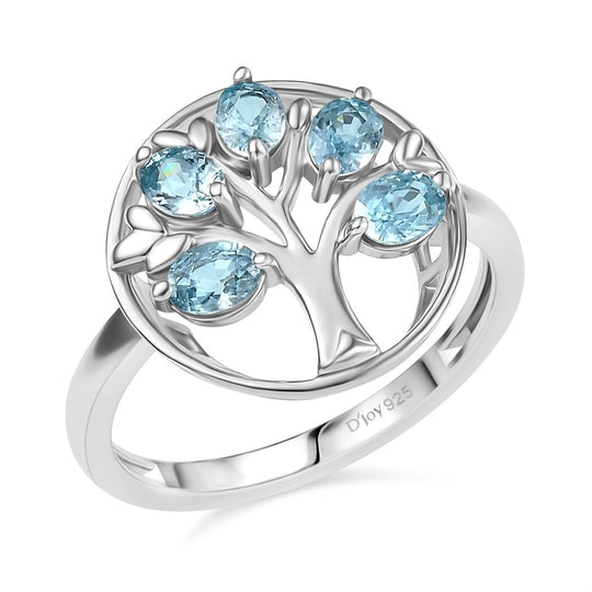 D'Joy AA Blauer Zirkon Ring 925 Silber rhodiniert (Größe 21.00) ca. 1,29 ct