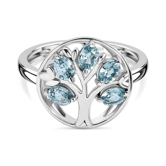 D'Joy AA Blauer Zirkon Ring 925 Silber rhodiniert (Größe 21.00) ca. 1,29 ct