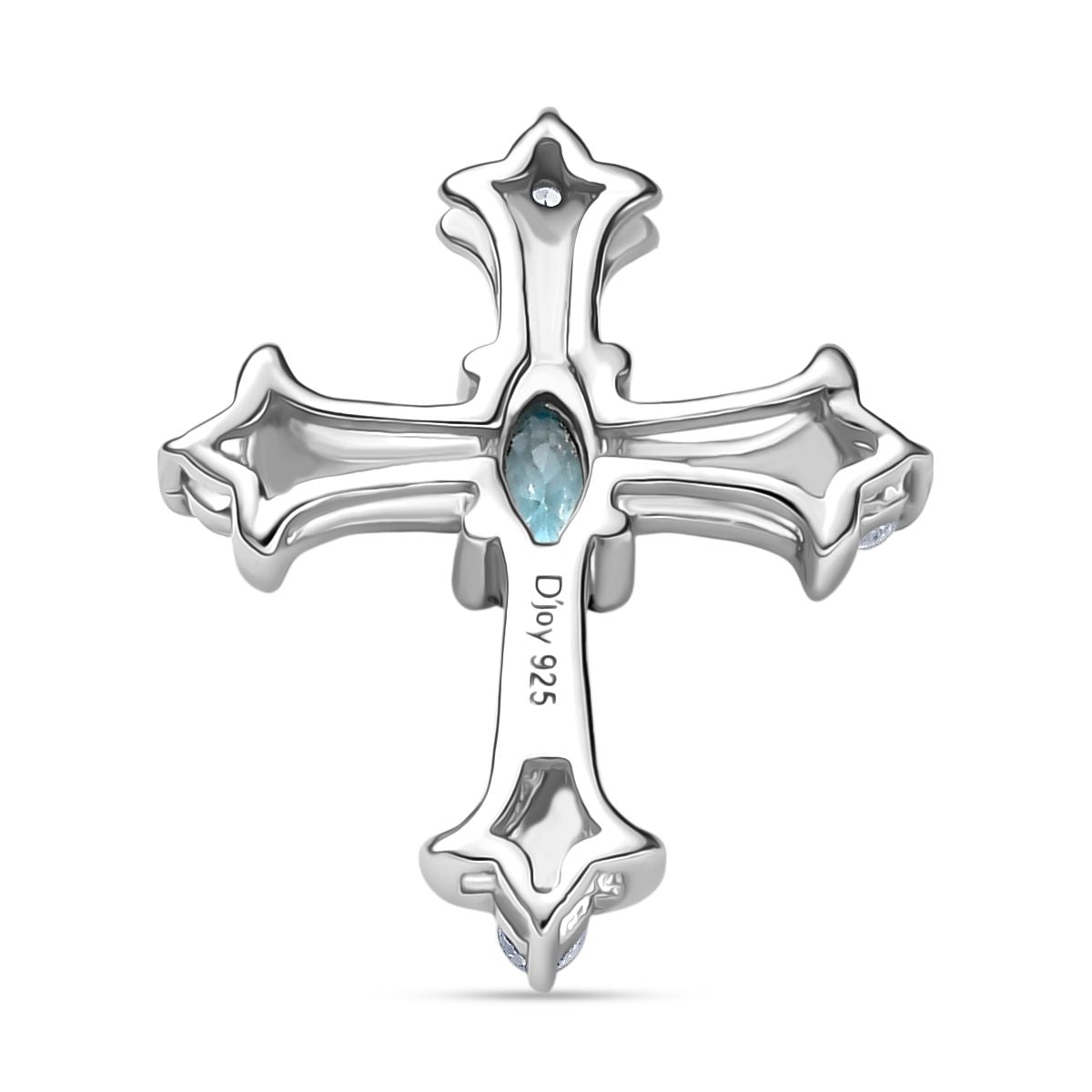 AA Blauer Zirkon, Weißer Zirkon Anhänger 925 Silber rhodiniert ca. 0.50 ct