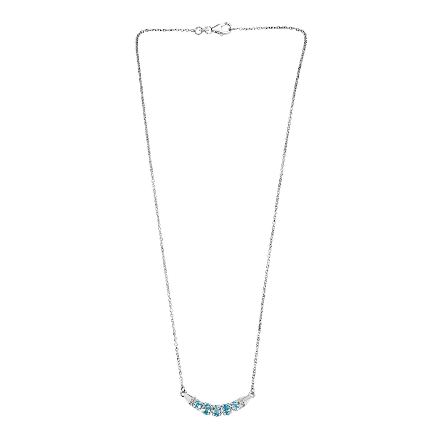 D'Joy AA Blauer Zirkon Halskette ca. 45 cm 925 Silber rhodiniert ca. 1.69 ct