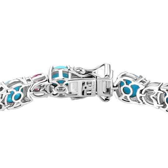 D'Joy AA Sleeping Beauty Türkis, Natürlicher Rhodolith Granat Armband ca. 19 cm 925 Silber rhodiniert ca. 20.19 ct