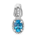 D’joy Blauer Zirkon, Weißer Zirkon Anhänger 925 Silber rhodiniert ca. 1.29 ct