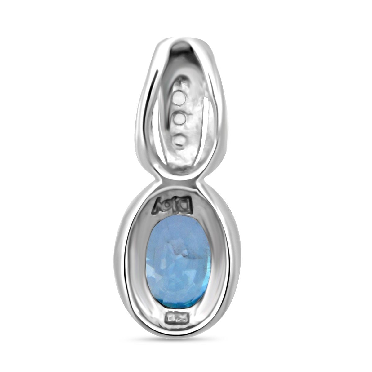 D’joy Blauer Zirkon, Weißer Zirkon Anhänger 925 Silber rhodiniert ca. 1.29 ct