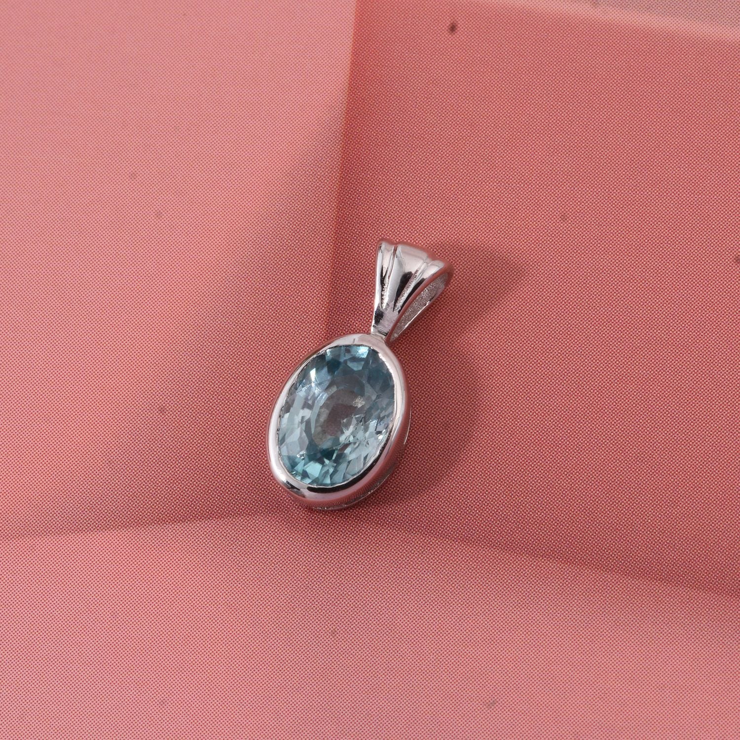Blauer Zirkon Anhänger 925 Silber rhodiniert ca. 1.24 ct