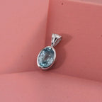 Blauer Zirkon Anhänger 925 Silber rhodiniert ca. 1.24 ct