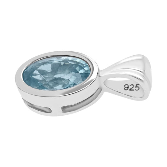 Blauer Zirkon Anhänger 925 Silber rhodiniert ca. 1.24 ct