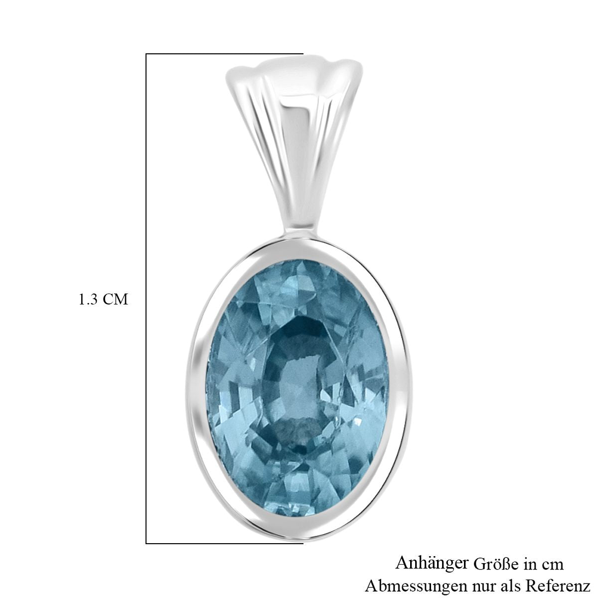 Blauer Zirkon Anhänger 925 Silber rhodiniert ca. 1.24 ct